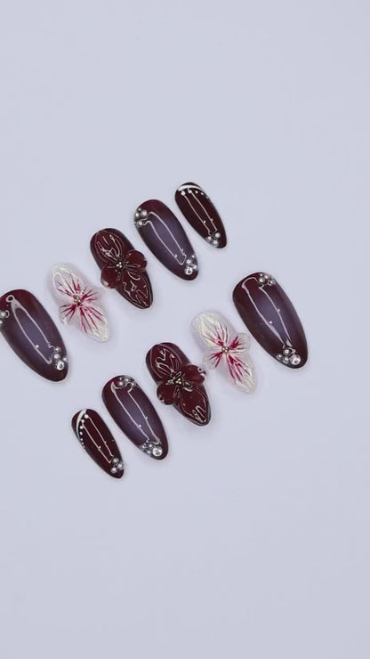 Tortoise Shell Floral Fall  Press on nails