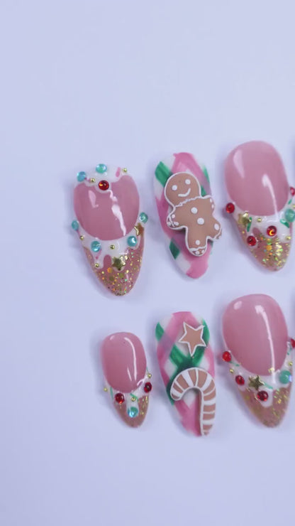 Gingerbread Christmas Night Press on nails