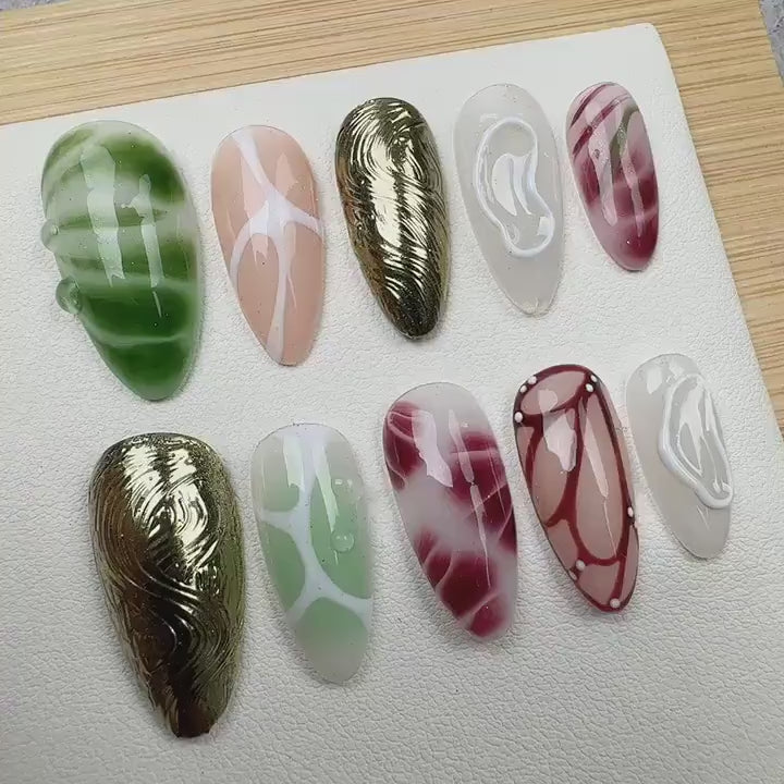 Flower Tropical Style Handmade Press on nails 