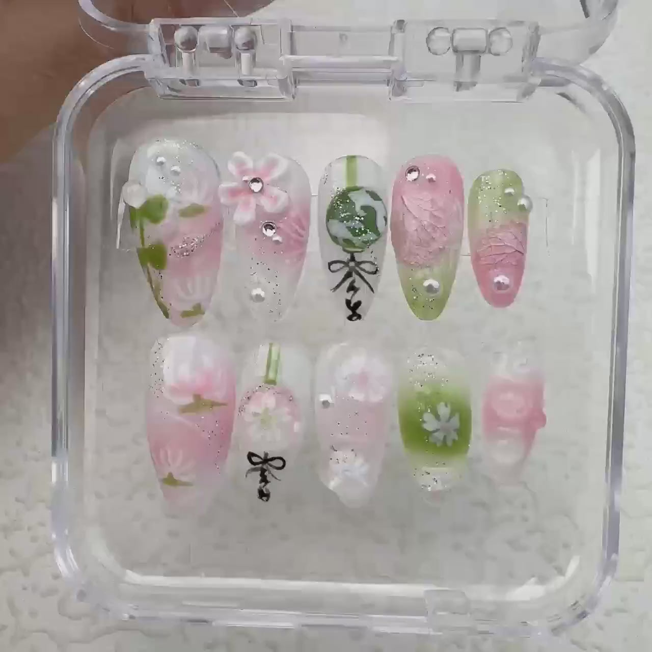 Flower Pink Summer Handmade Press on nails - Summer Nails