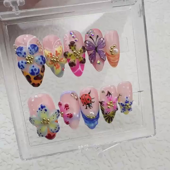 Tropical Love Flower Press on nails - Summer Nails