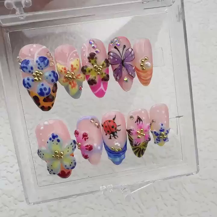 Tropical Love Flower Press on nails - Summer Nails