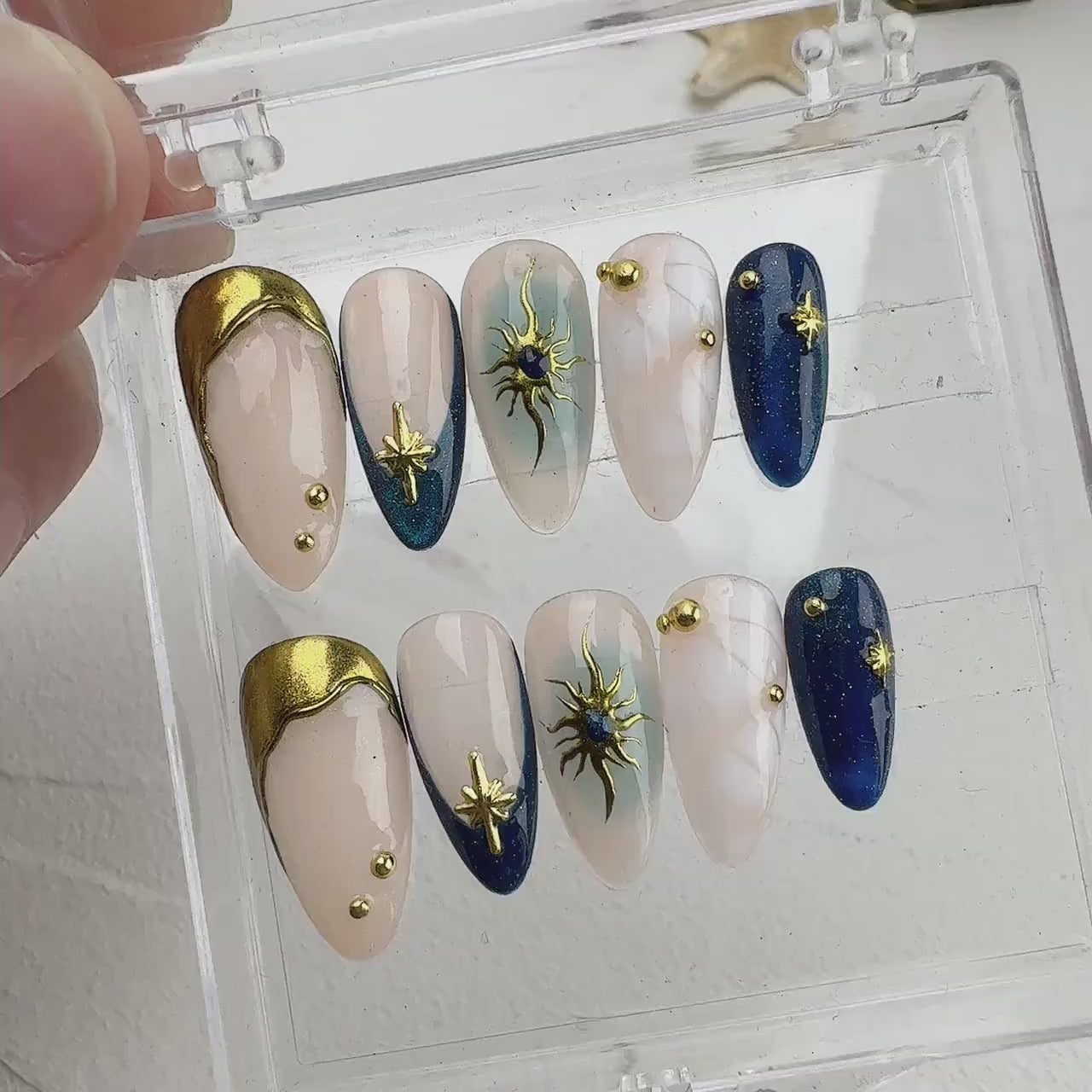 Tropical style 12 Handmade Press on nails 