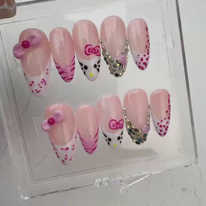 Pink Cute Handmade Press on nails - Summer Nails