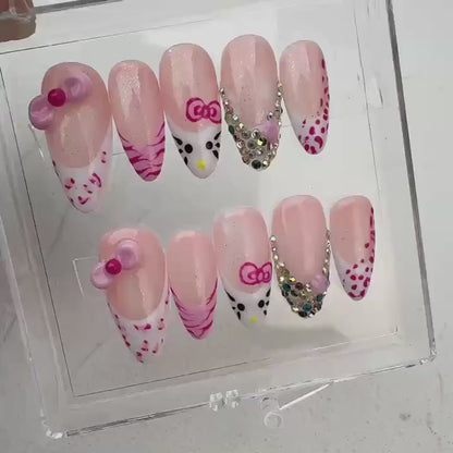 Pink Cute Handmade Press on nails - Summer Nails
