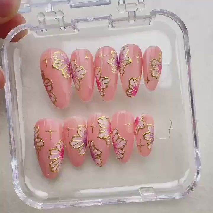 Butterfly Tropical Handmade Press on nails 