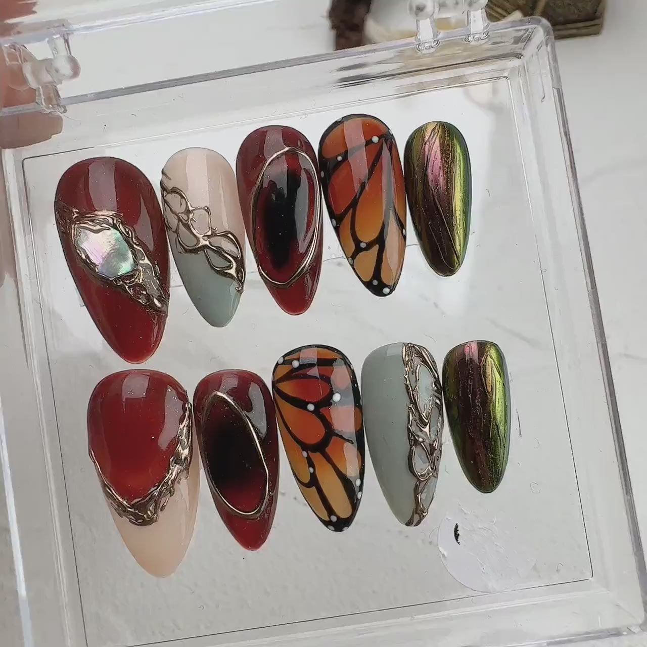Cat eyes Summer Handmade Press on nails - Summer Nails