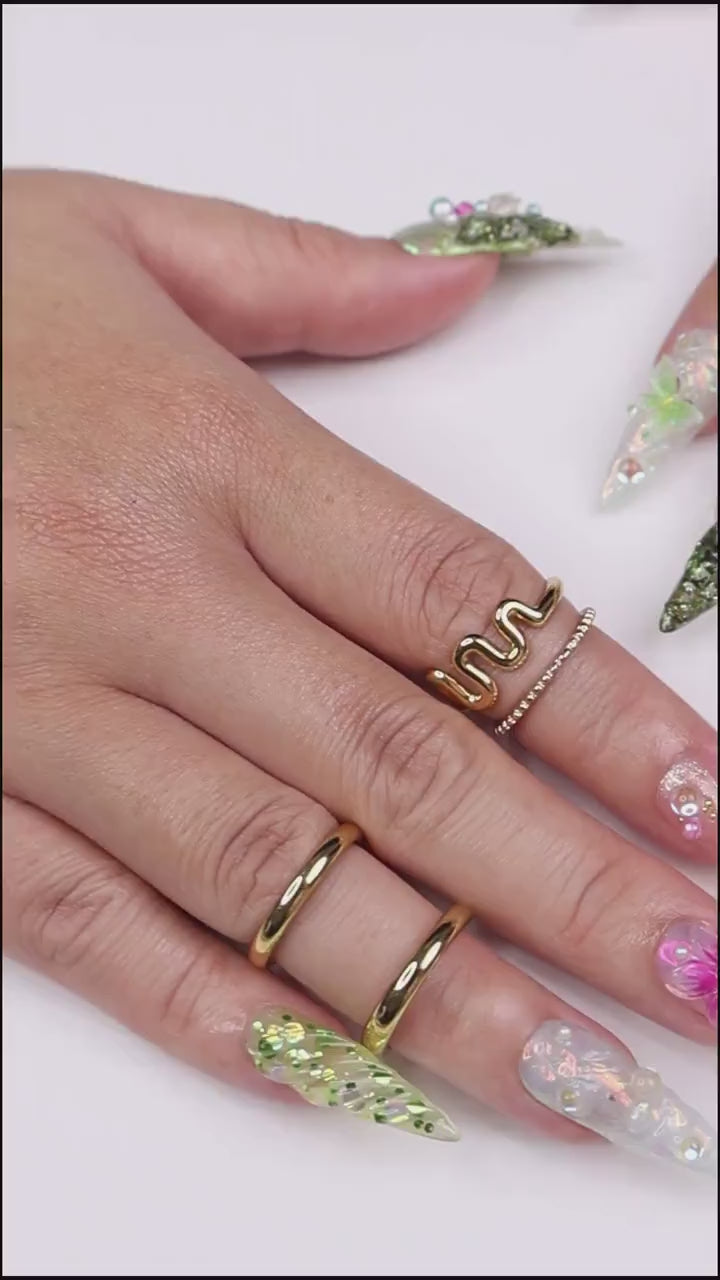 Green & Pink Handmade Press on nails - Summer Nails