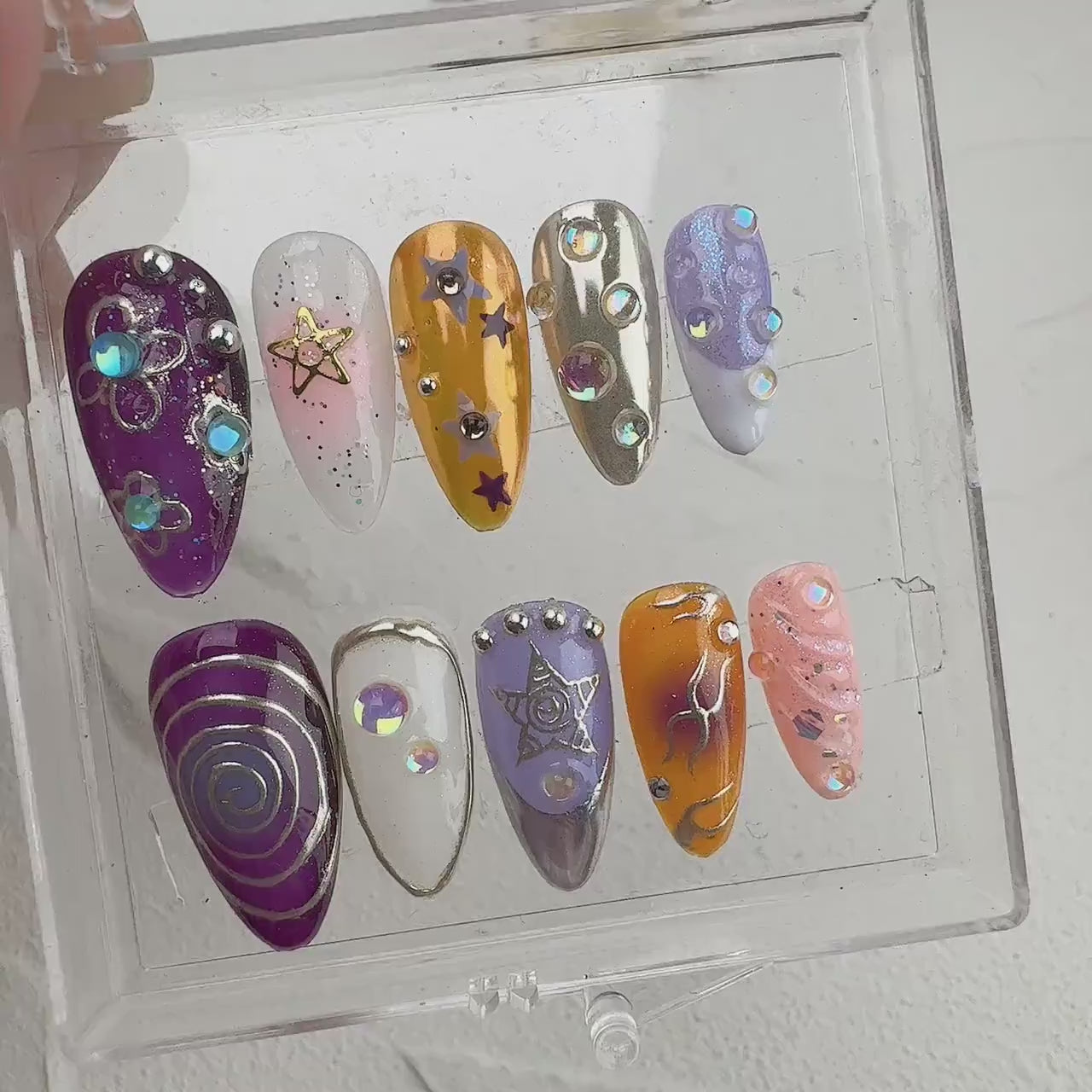 Tropical style 11 Handmade Press on nails