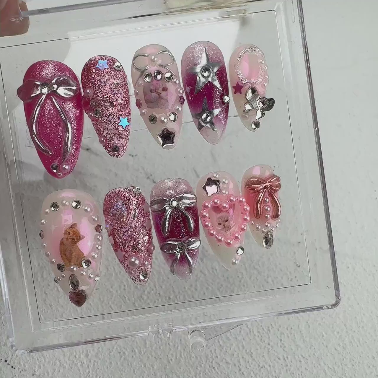 Cat Love Summer Handmade Press on nails - Summer Nails