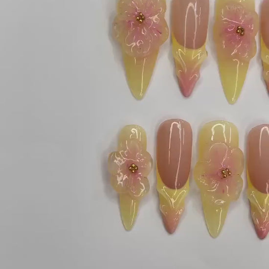 Flower Garden Handmade Press on nails - Summer Nails