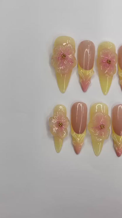 Flower Garden Handmade Press on nails - Summer Nails