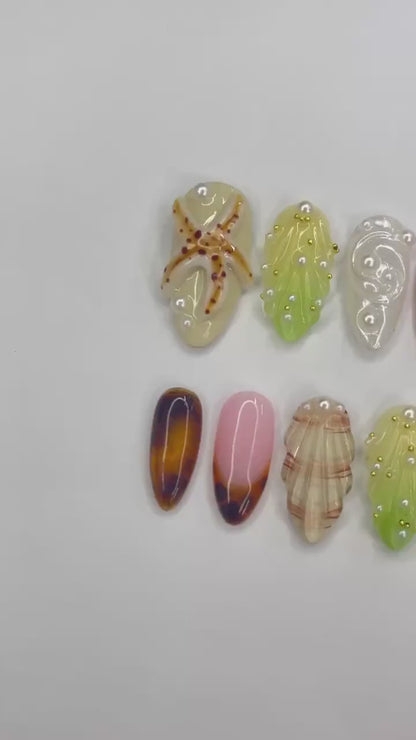 Octopus 3D Floral Press on nails