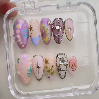 Tropical style 5 Handmade Press on nails