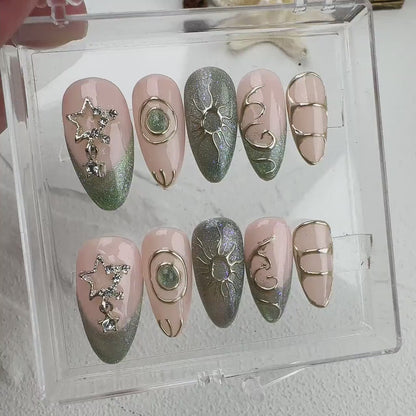 Tropical style 6 Handmade Press on nails