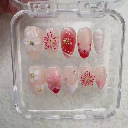 Flower Tropical Handmade Press on nails
