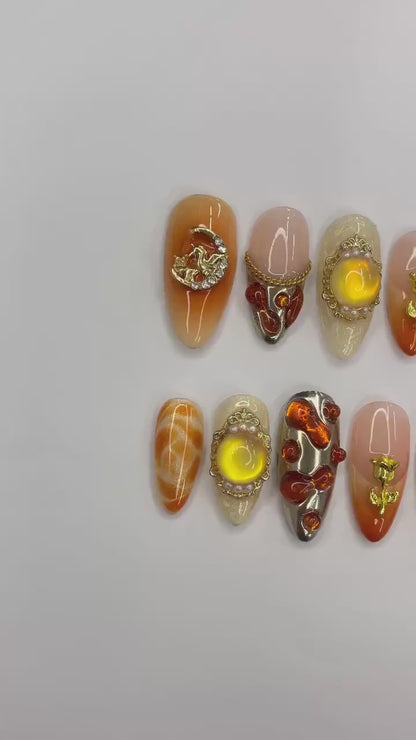 Sunset Autumn Gothic Press on nails