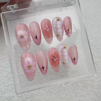 Cat's Eye Love Handmade Press on nails - Summer Nails