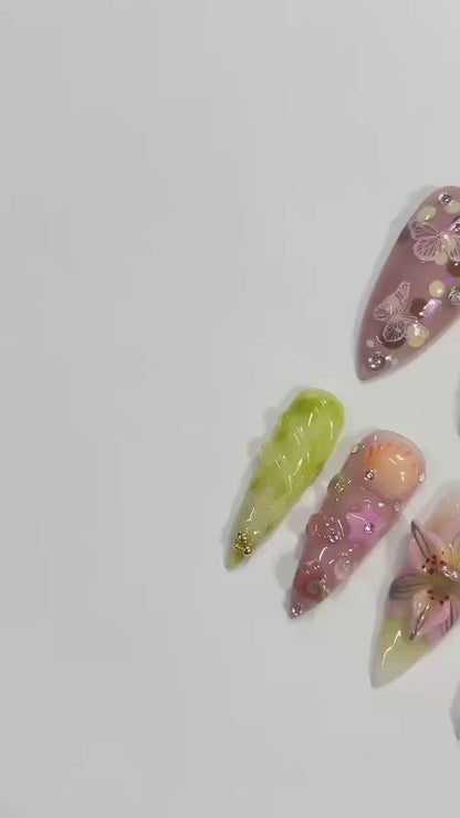 Fairy Dream Flower Garden Press on nails